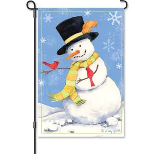 12 in. Christmas Bird Garden Flag - Snowman & Cardinals