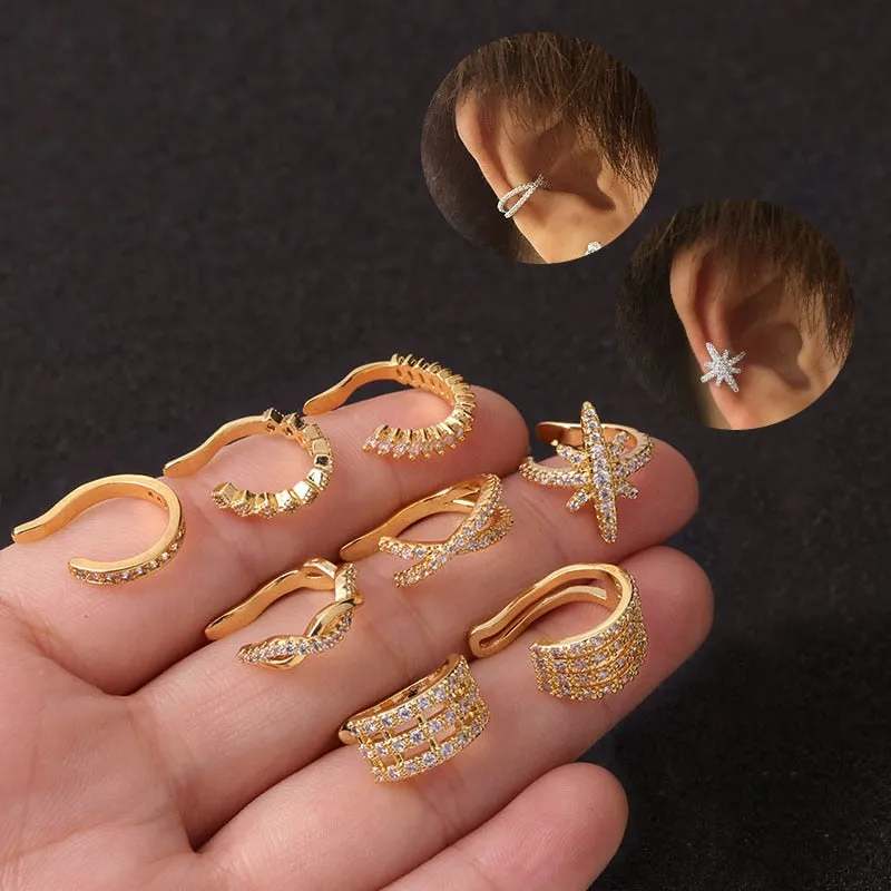 1pc Helix Cartilage Conch Fake Piercing Jewelry Adjustable Cz Ear Cuff No Piercing Conch Cuff Earring