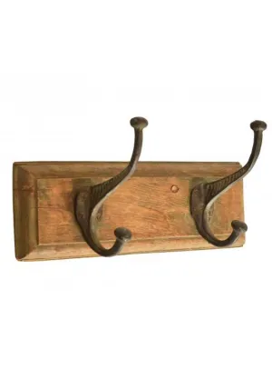 2 Hook Wooden Coat Rack