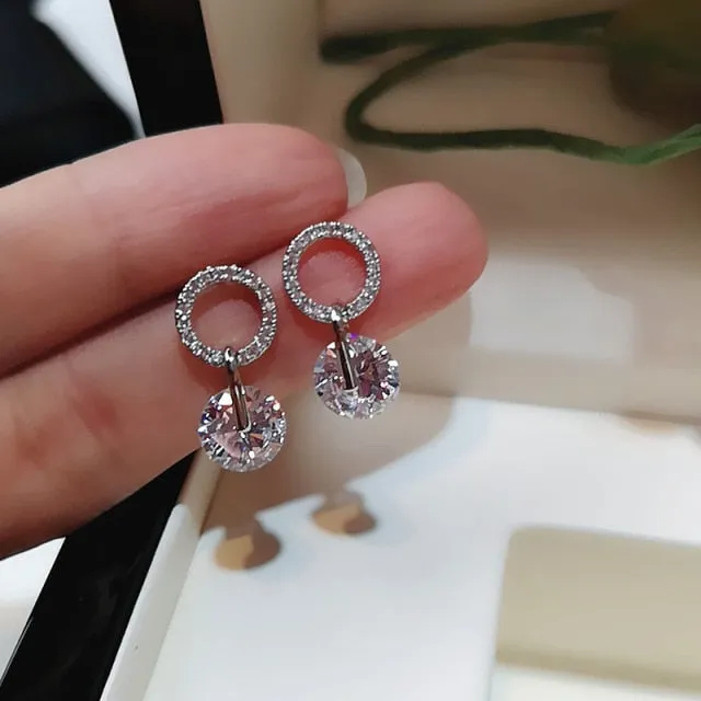 2021 New Arrival Crystal Trendy Women Dangle Earrings Simple Fashion Elegant Pearl Earring Female Rhinestone Temperament Jewelry