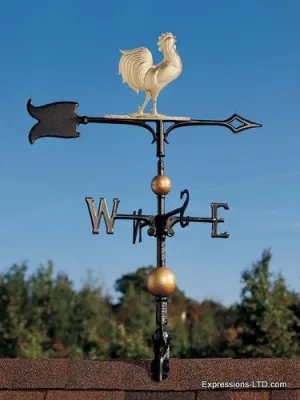 30-Inch Full-Bodied Rooster Weathervane - Gold-Bronze