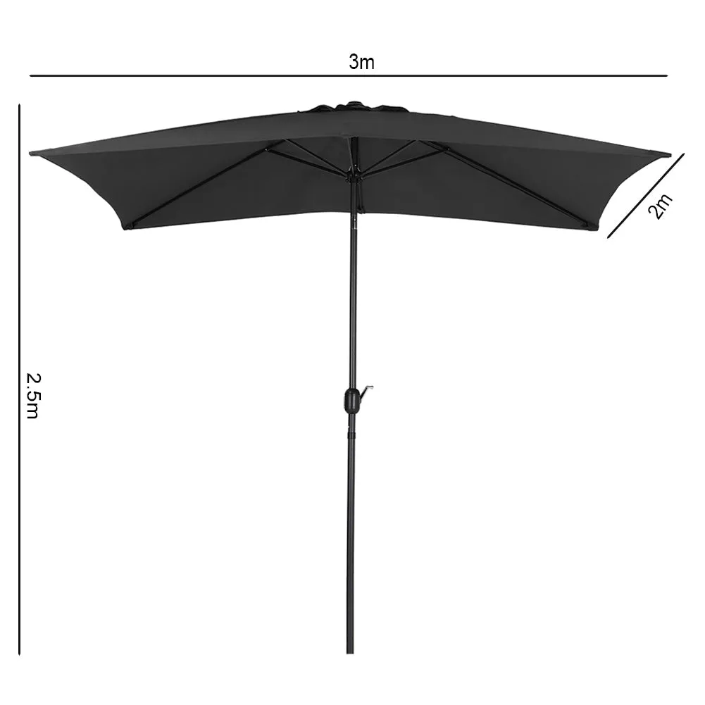 3M Waterproof Rectangular Sunshade Parasol Umbrella for Outdoor