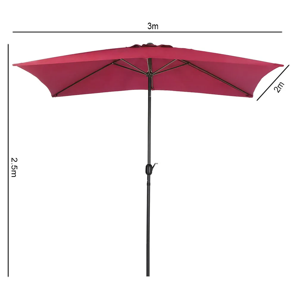 3M Waterproof Rectangular Sunshade Parasol Umbrella for Outdoor