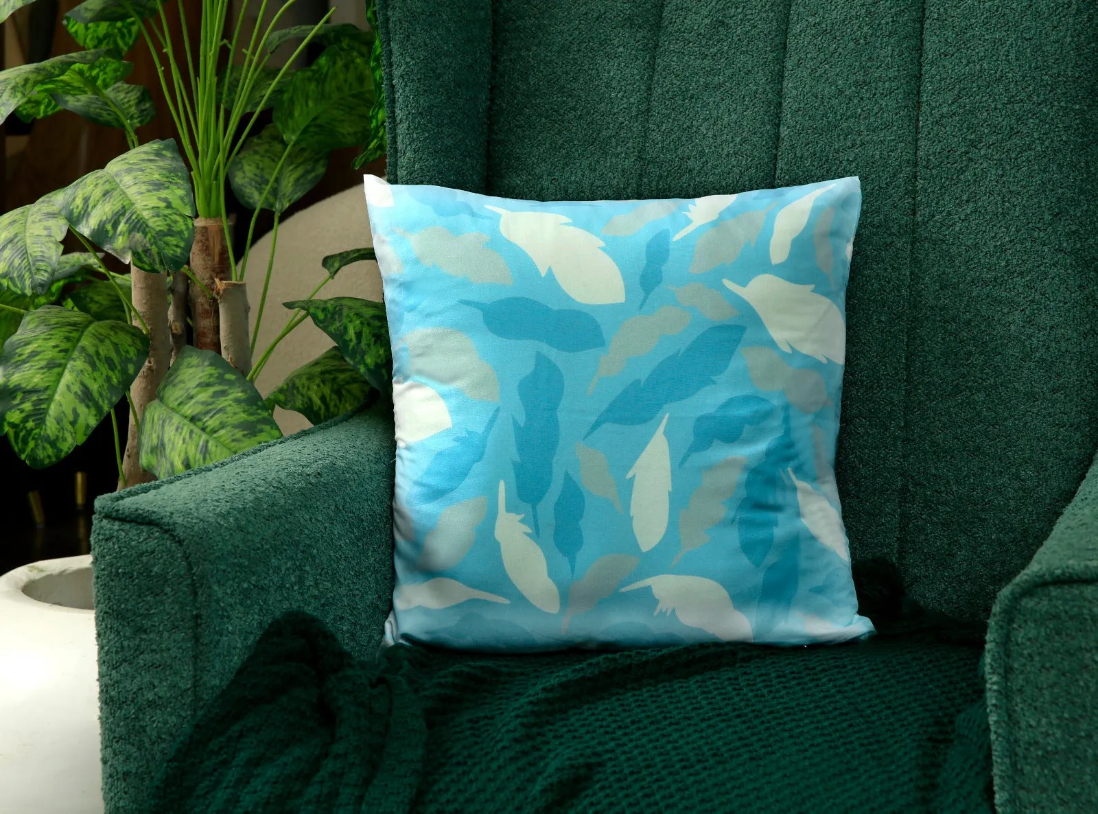 4 PCs Digital Printed Cotton Cushions-Ocean Blue