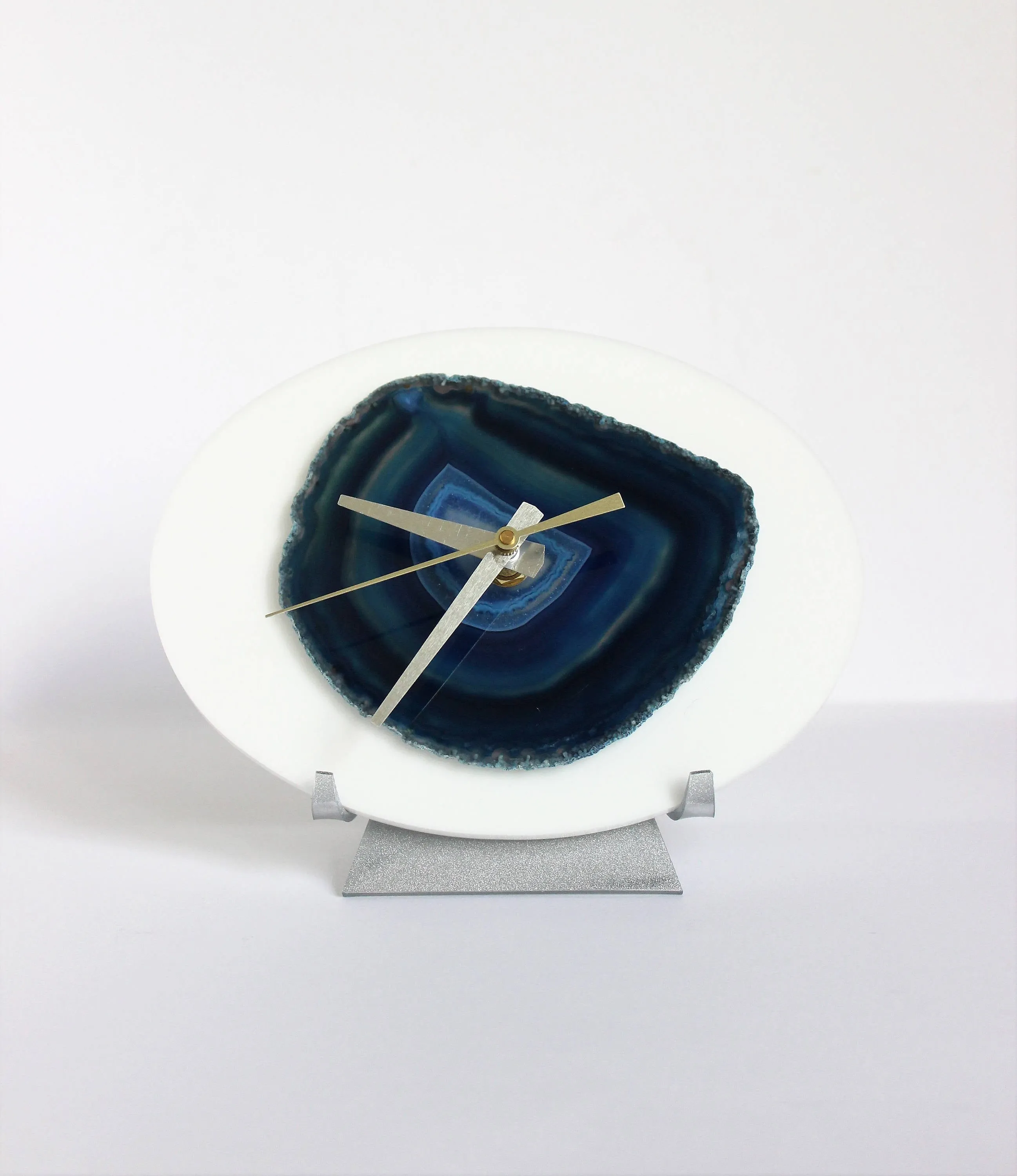 7" Blue Agate Desk Clock