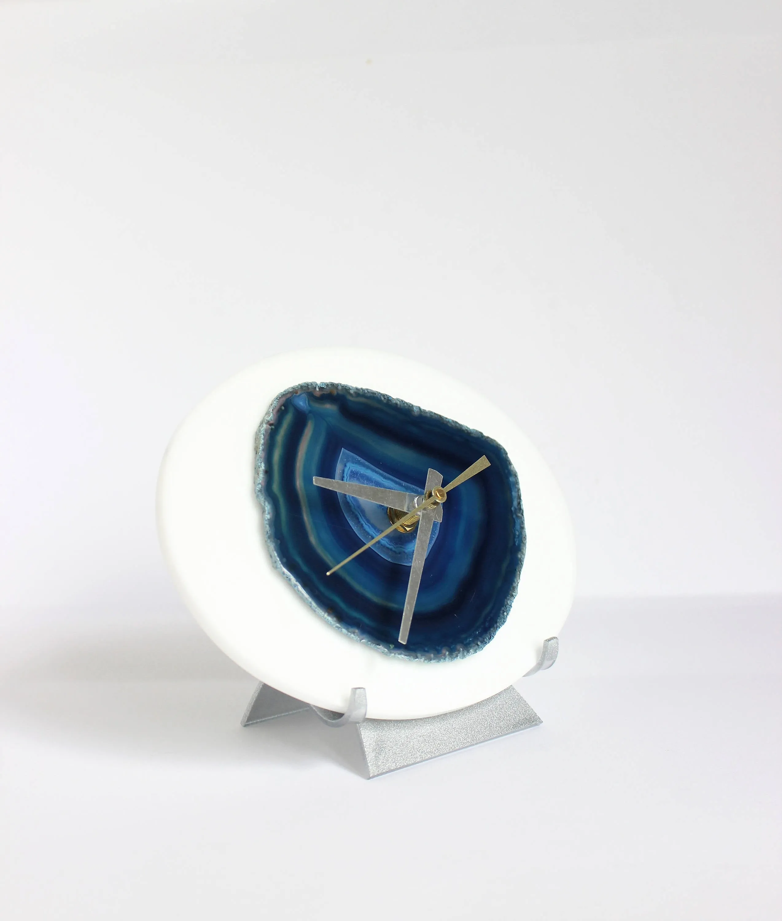 7" Blue Agate Desk Clock