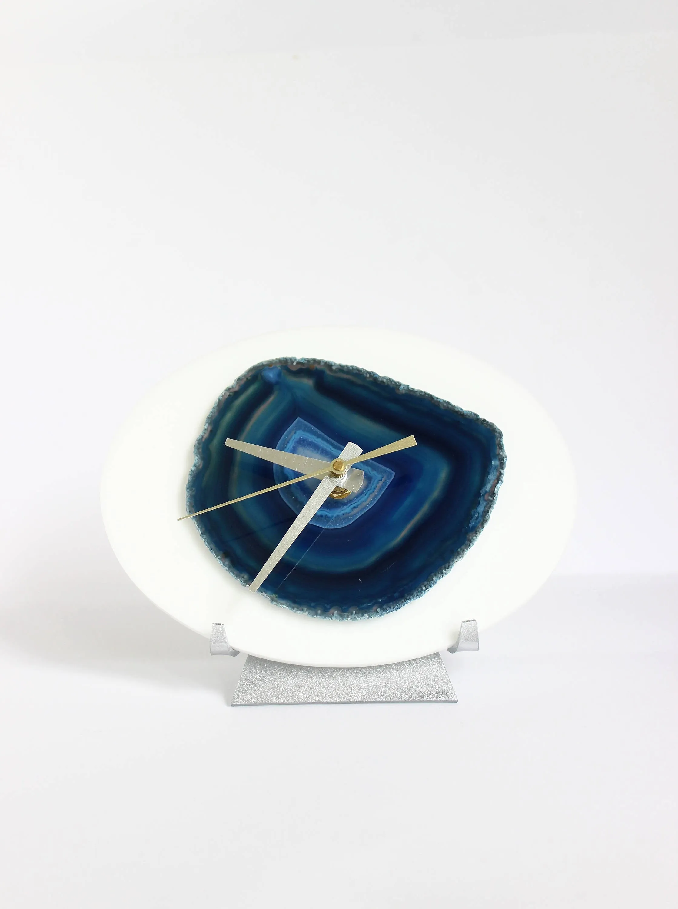 7" Blue Agate Desk Clock