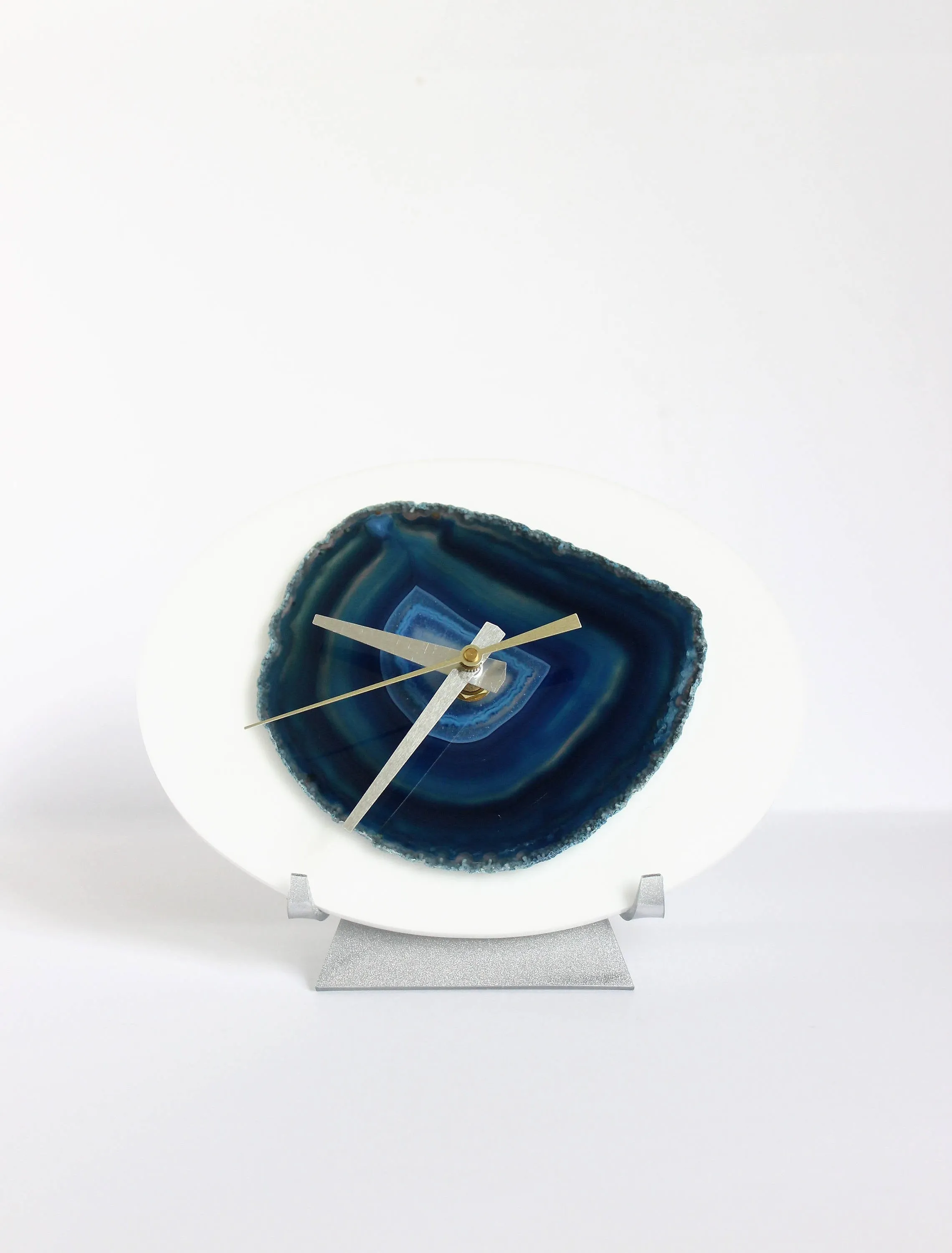 7" Blue Agate Desk Clock