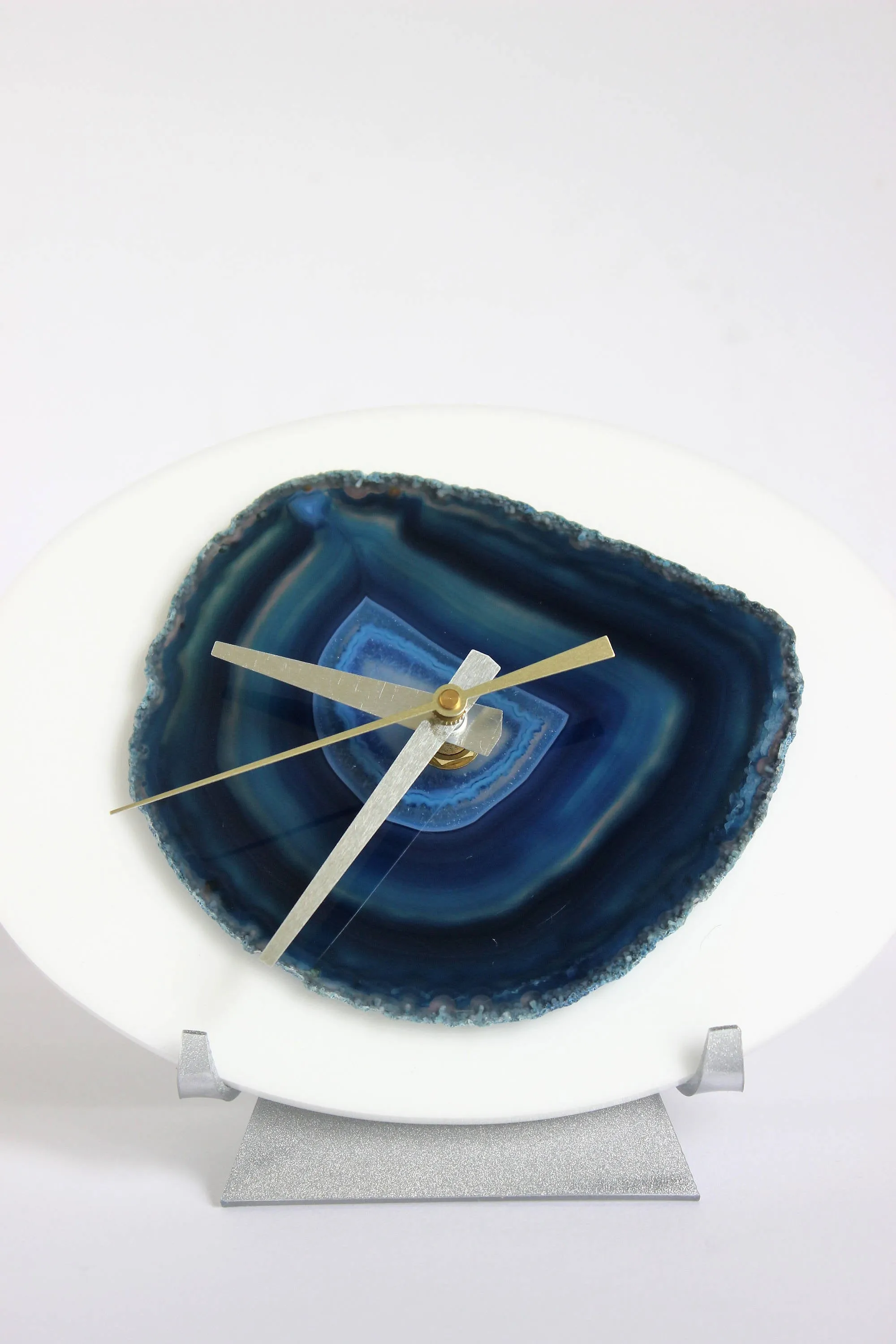 7" Blue Agate Desk Clock