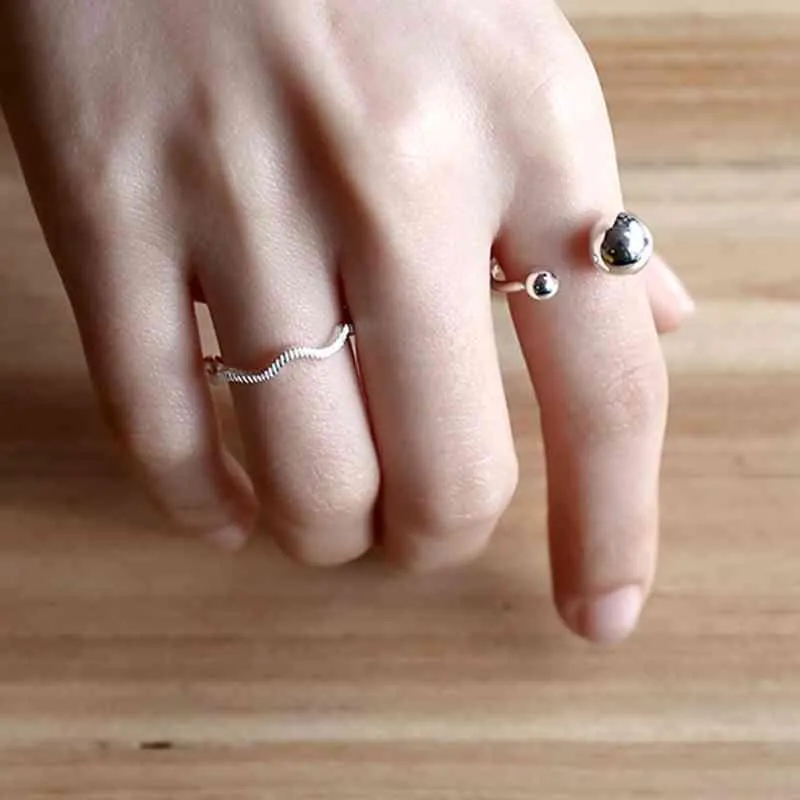 925 Sterling Silver Open Cuff Ring Flexible Ring