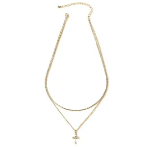 Adornia Collection Vienna Verve Metal Necklace with Double Cross Pendant