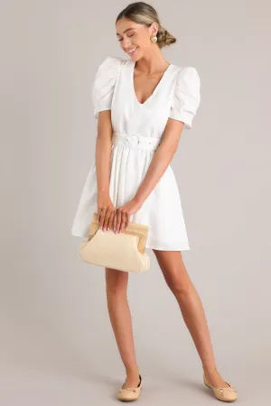 After All White Belted Cotton Mini Dress