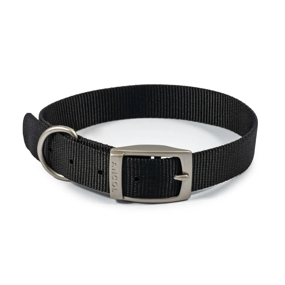 Ancol Viva Dog & Puppy Buckle Collars Nylon Black 5 Sizes