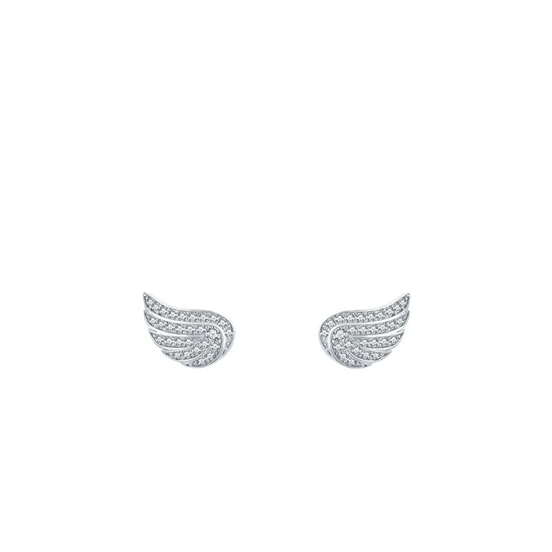 Angel Wings Zircon Earrings in Sterling Silver