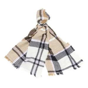 Barbour Faith Tartan Ladies Wrap Scarf - Trench/Navy