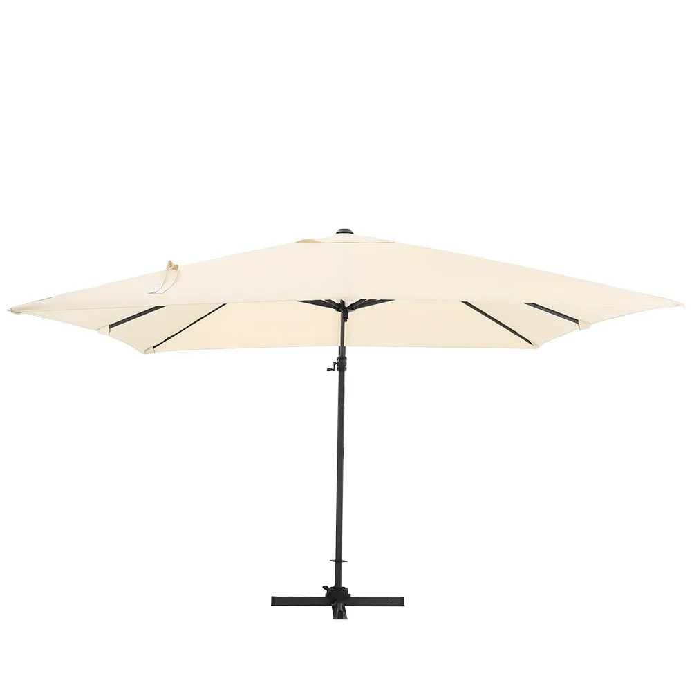 Beige 3 x 3 m Square Cantilever Parasol Outdoor Hanging Umbrella for Garden and Patio