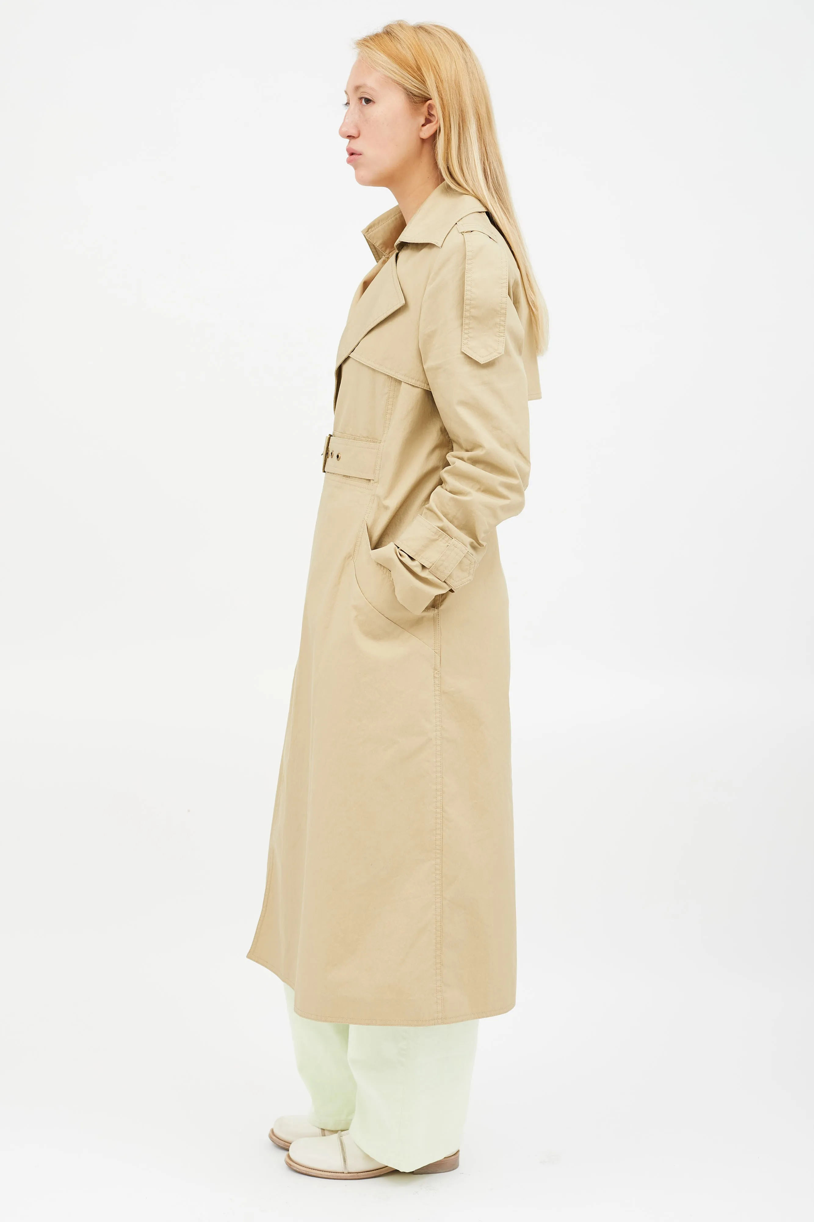 Beige Belted Trench Coat