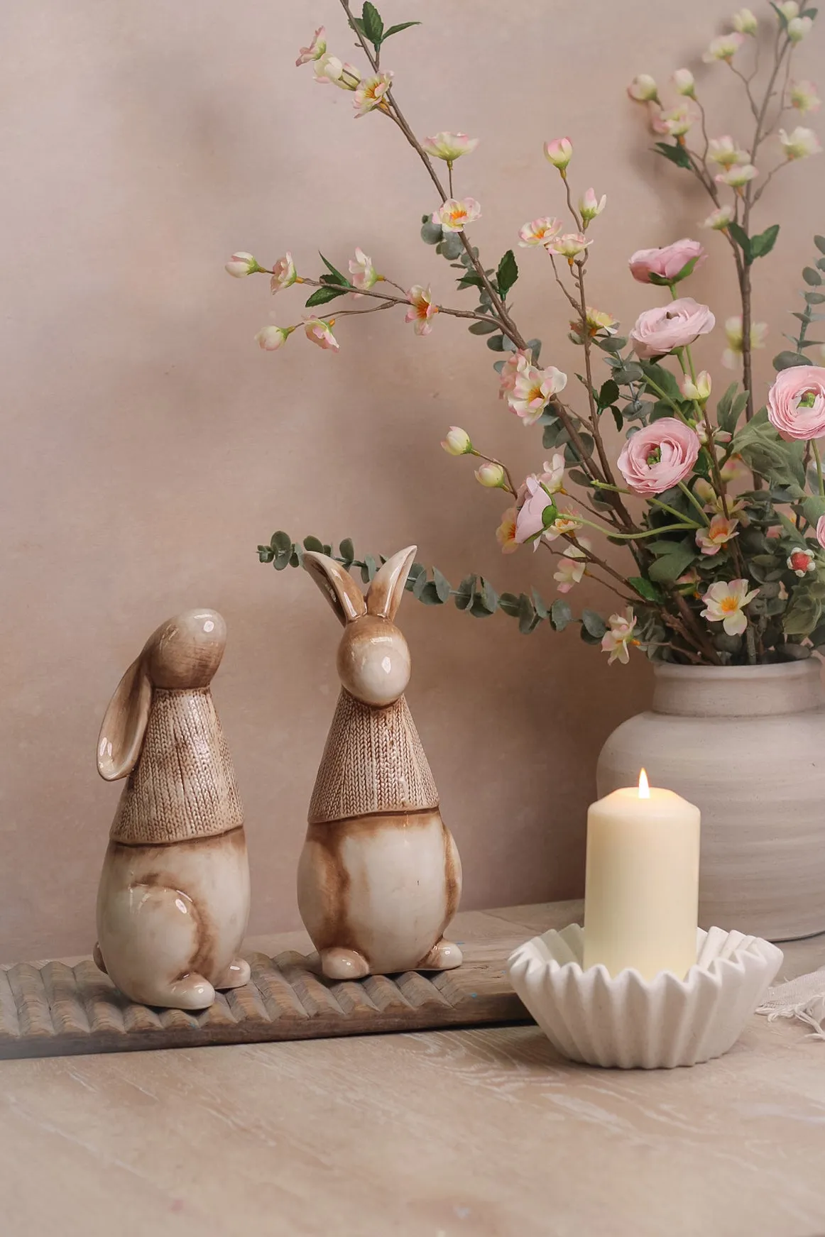 Beige Porcelain Bunny with Sweater