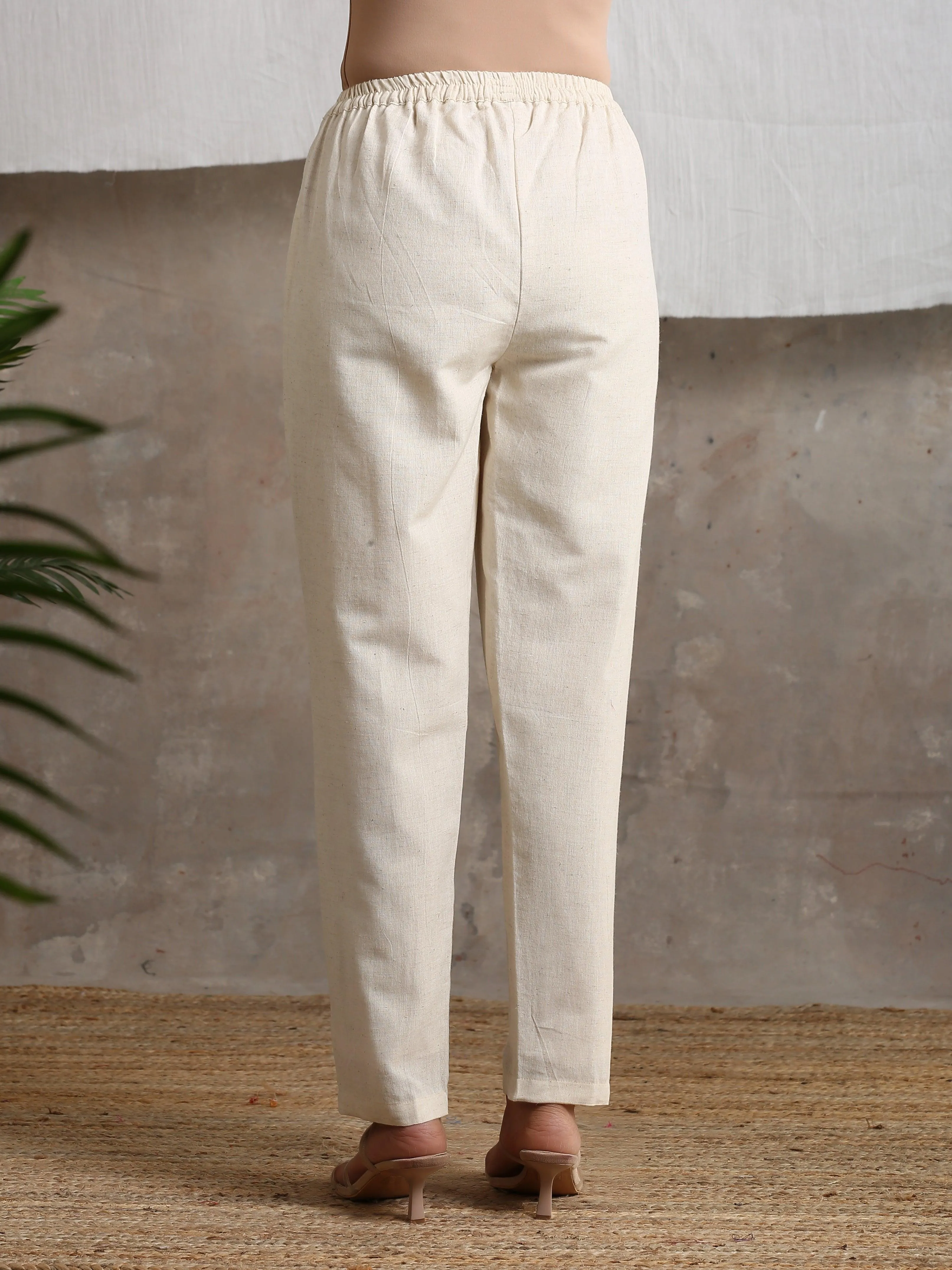 Beige Pure Cotton Pant