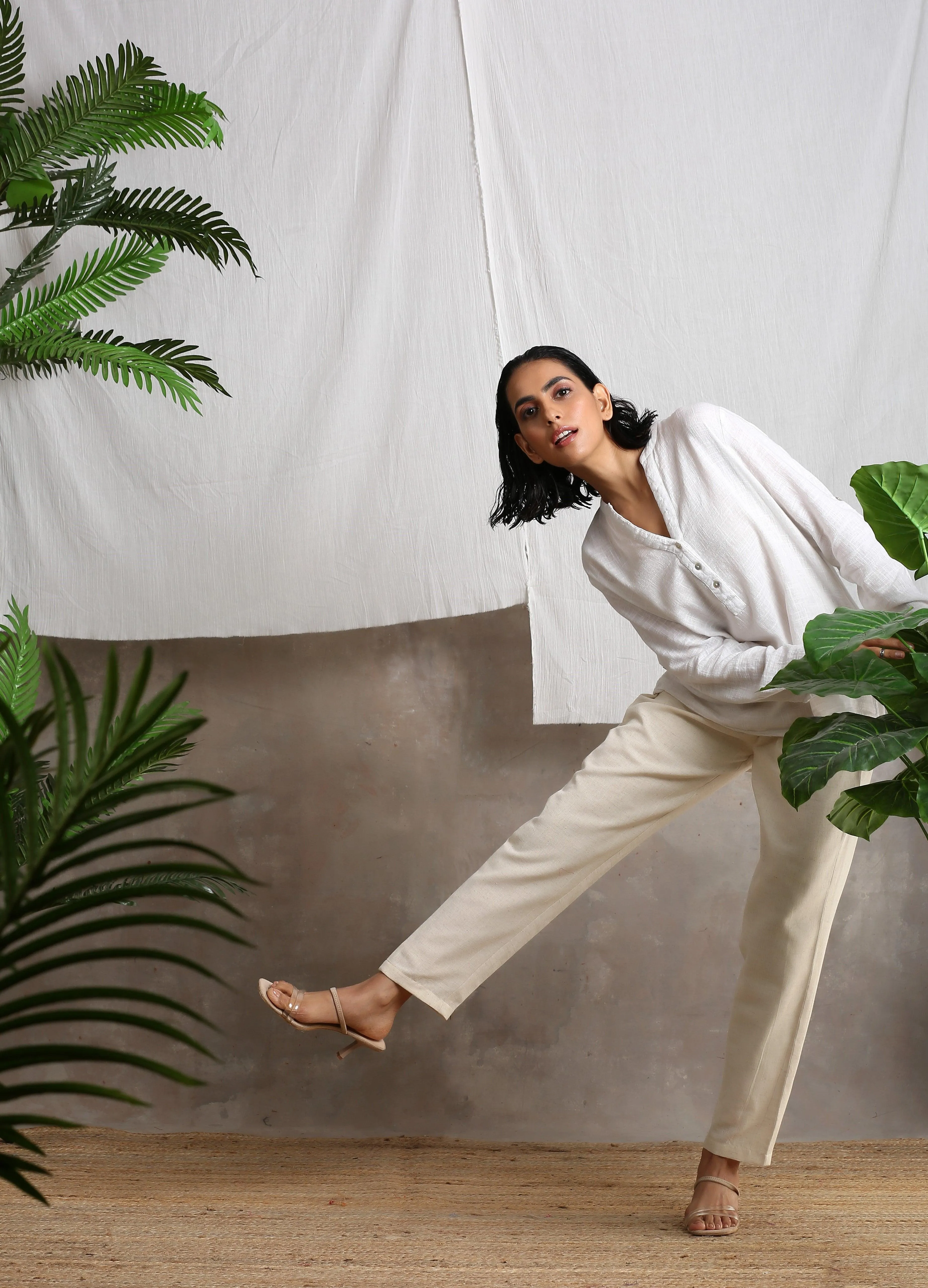 Beige Pure Cotton Pant