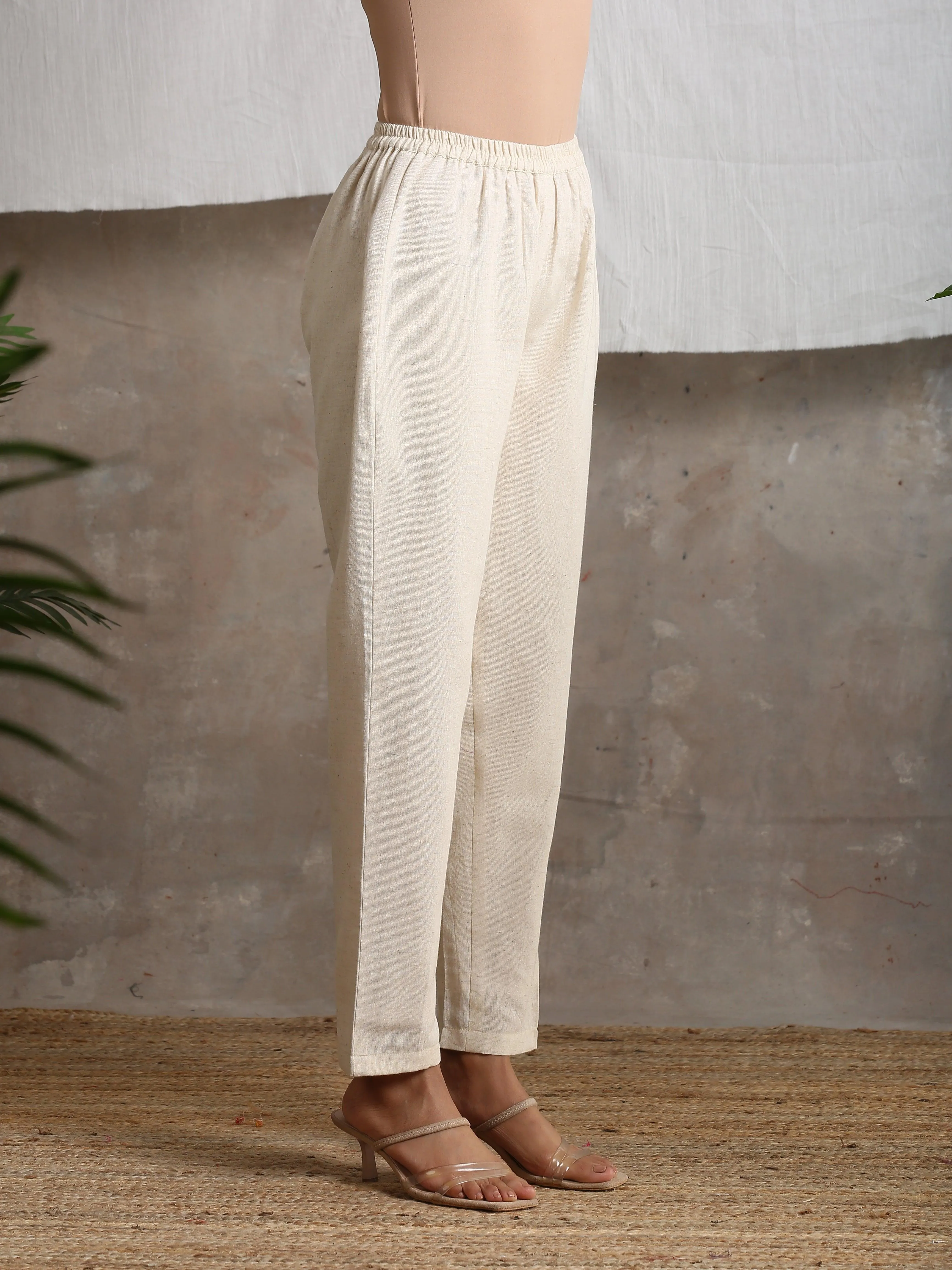 Beige Pure Cotton Pant