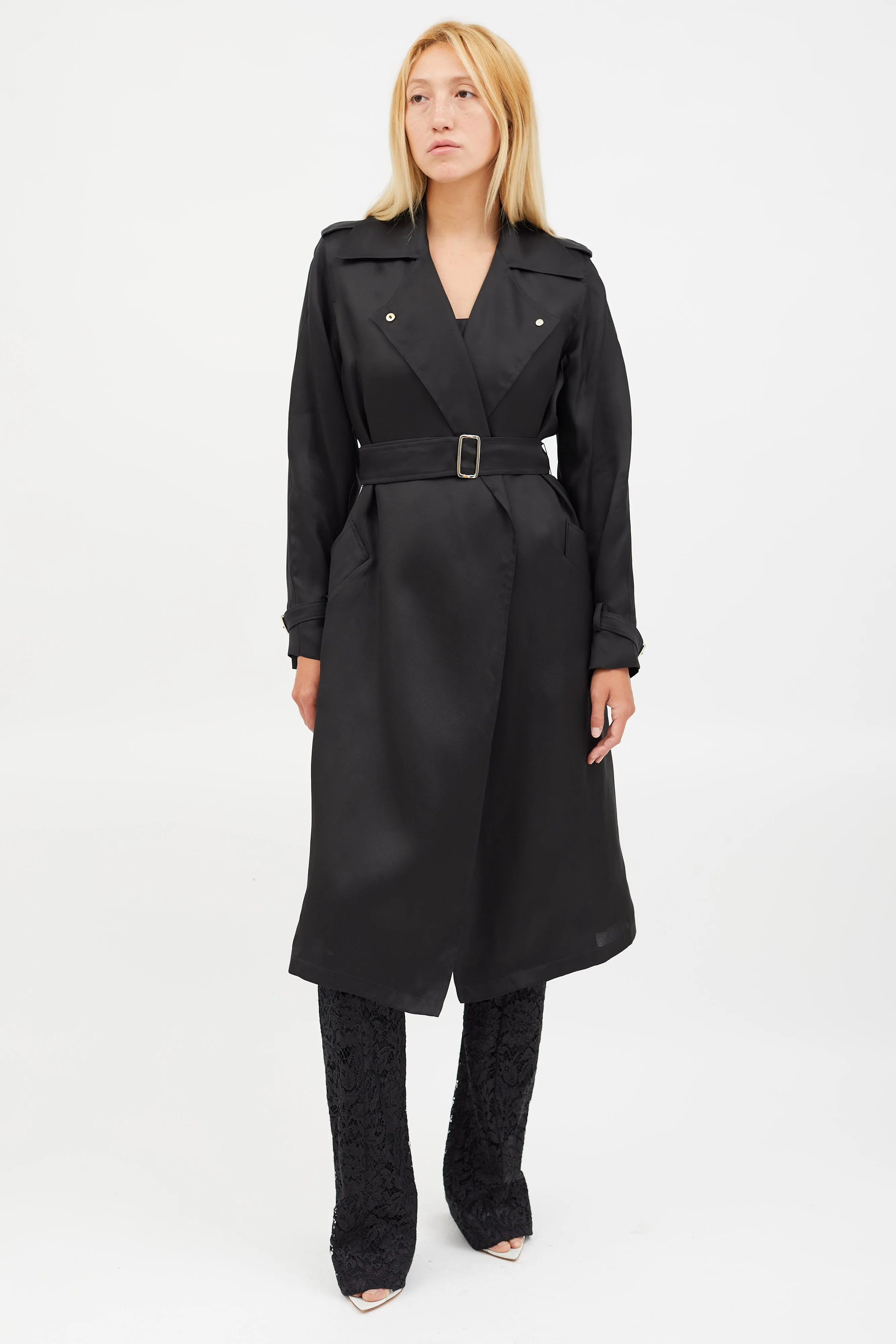 Black Sheer Utility Vest Trench Coat