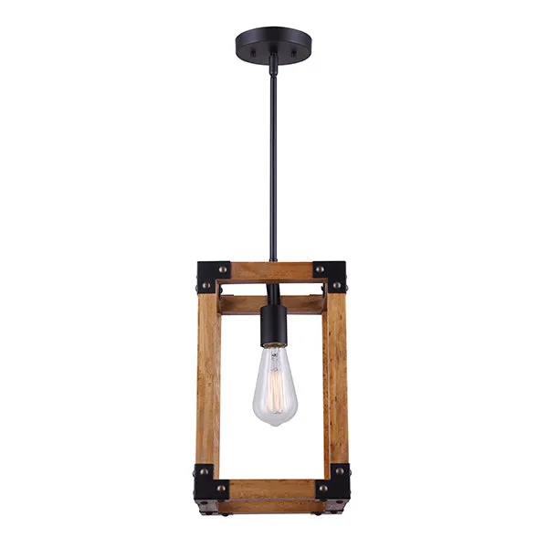 Canarm IPL756A01BKW Moss One Light Rustic Wood Finish Pendant