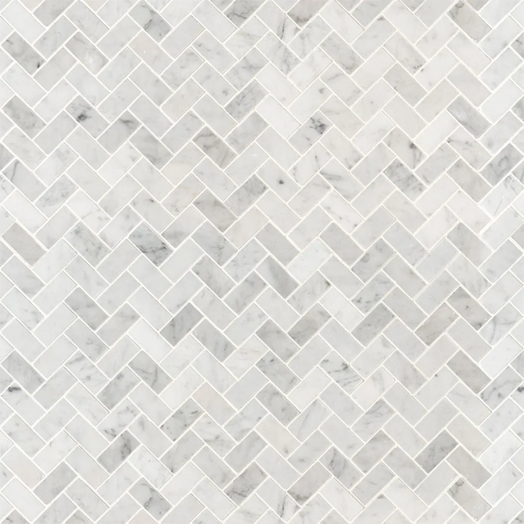 Carrara White 1" x 2" Herringbone - Stone Tile