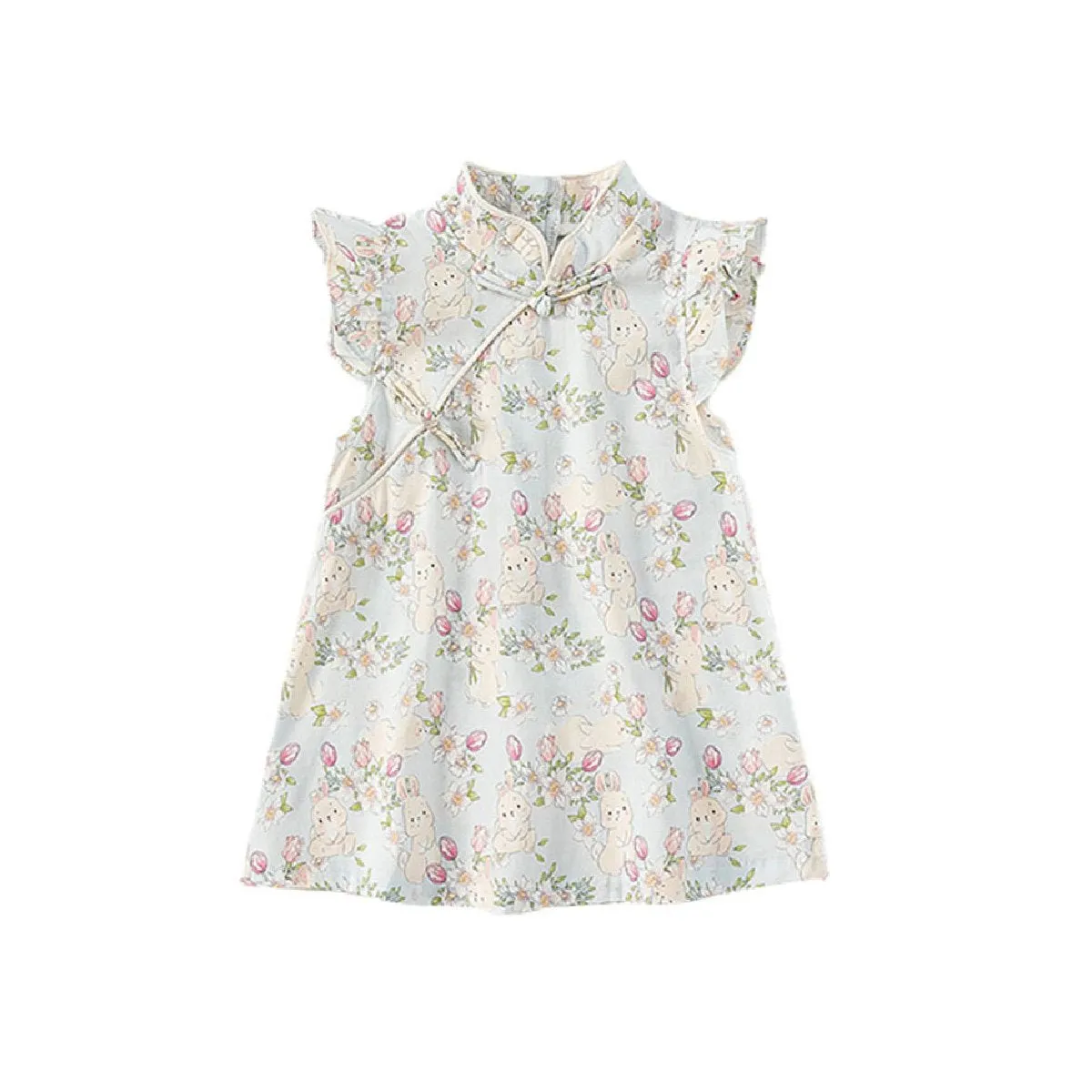 Charming Girls' Floral Cheongsam Dress