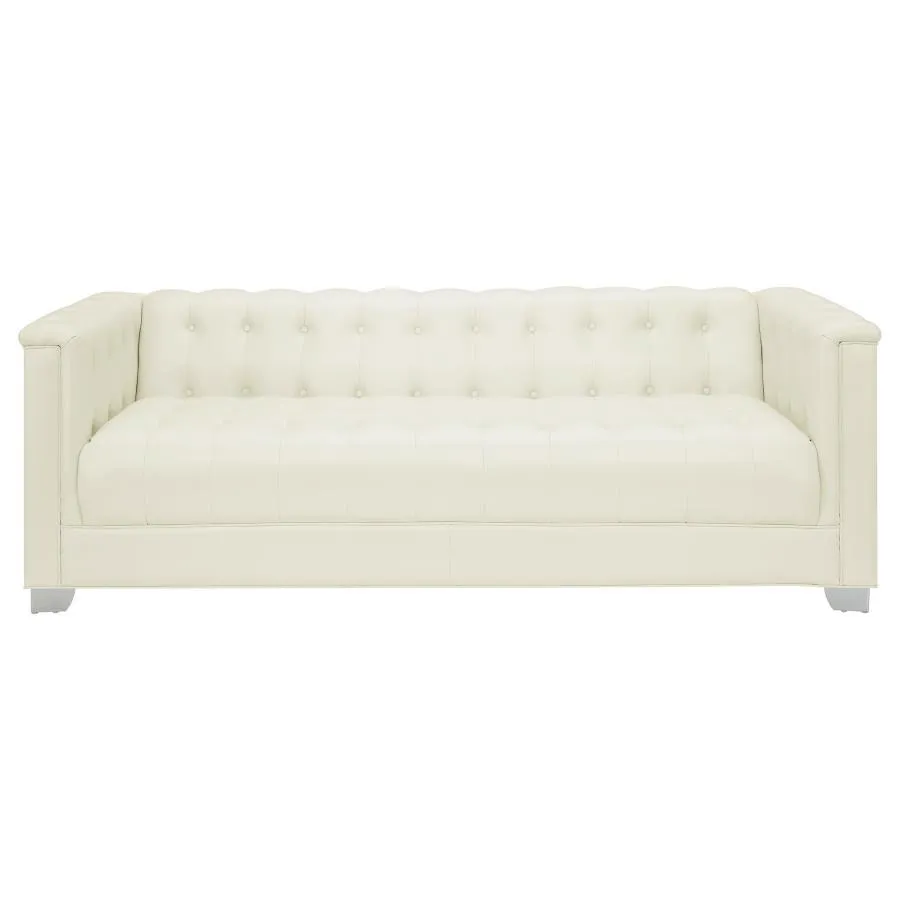 Chaviano - Upholstered Track Arm Sofa - Pearl White