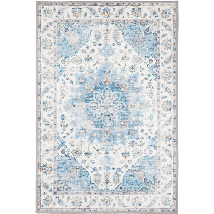 Conrad Blue Traditional Distressed Non Slip Rug