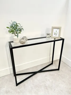 Crossley Glass Metal Console Table - Black