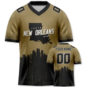 Custom Football Jersey New Orleans Saints City Map Graffiti Shirt Unisex Personalized Name and Number for Men Women Youth Football Fans Gift