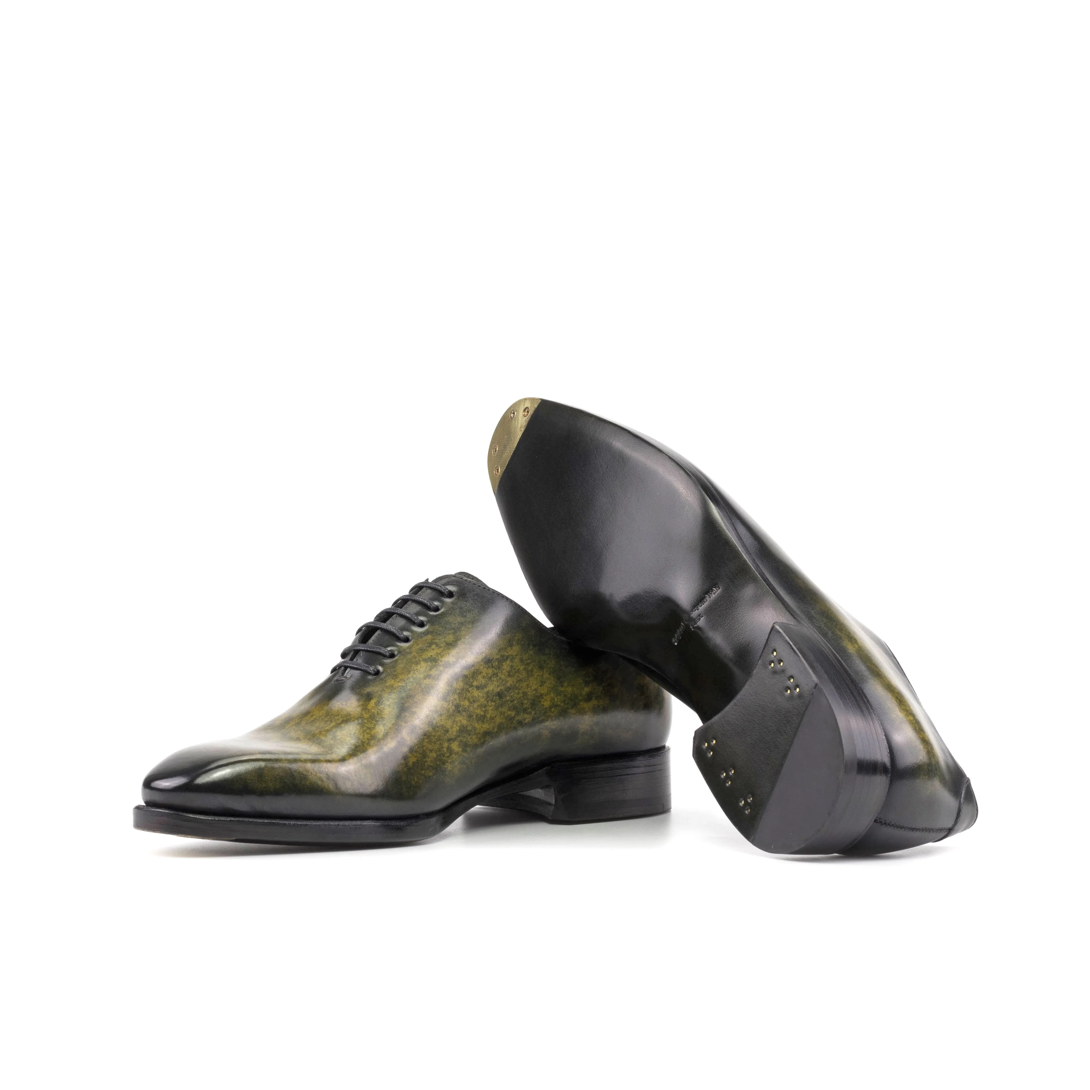 DapperFam Giuliano in Khaki Men's Hand-Painted Patina Whole Cut