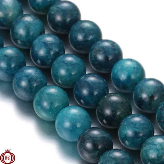 Dark Blue Apatite Beads Smooth Round