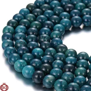 Dark Blue Apatite Beads Smooth Round