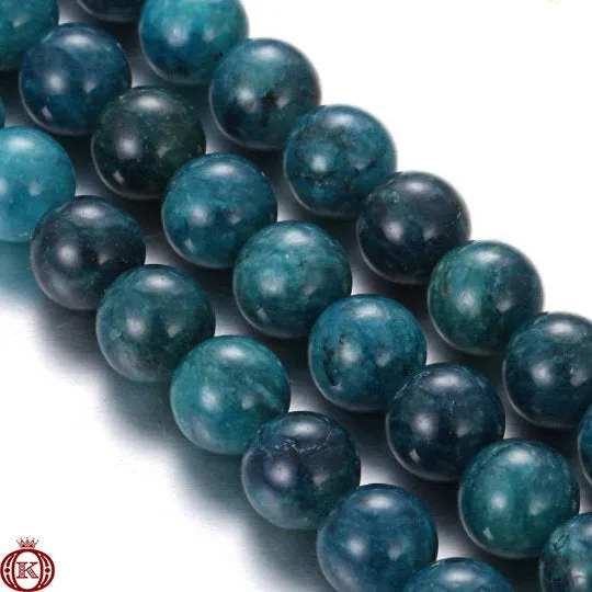 Dark Blue Apatite Beads Smooth Round