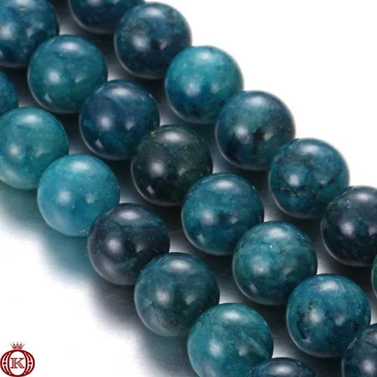 Dark Blue Apatite Beads Smooth Round