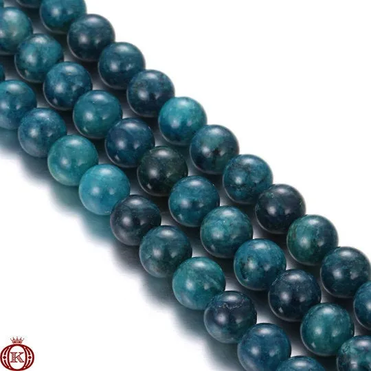 Dark Blue Apatite Beads Smooth Round