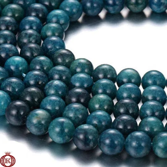 Dark Blue Apatite Beads Smooth Round