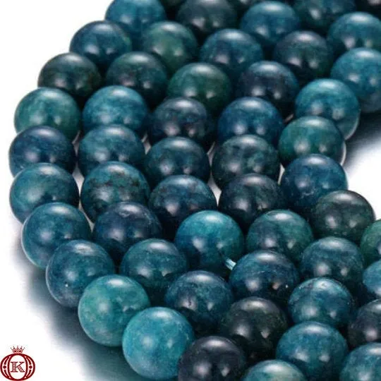 Dark Blue Apatite Beads Smooth Round