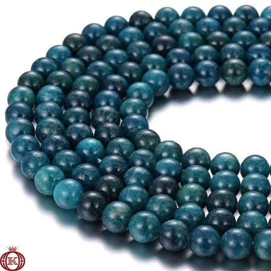 Dark Blue Apatite Beads Smooth Round