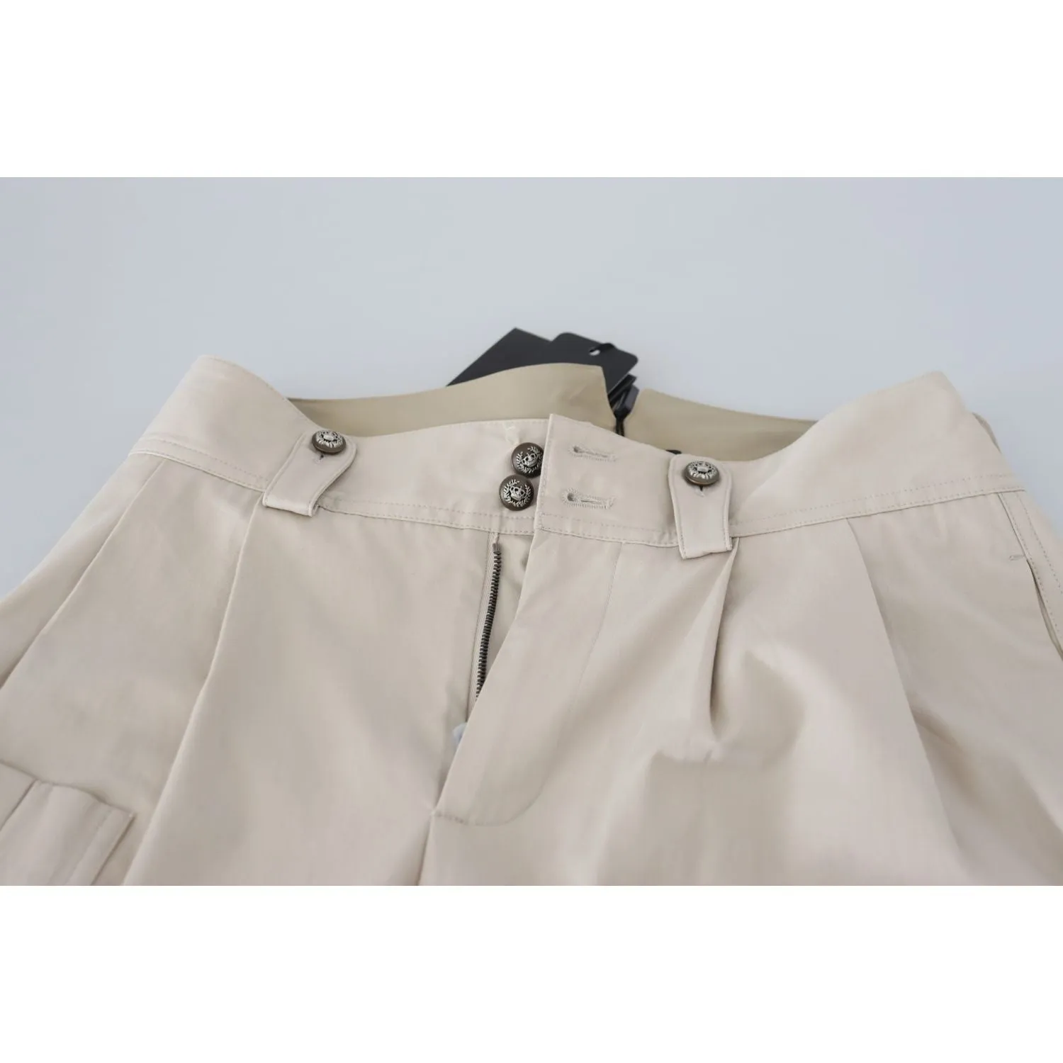 Dolce & Gabbana Chic Beige Cotton Trousers for Elegant Comfort