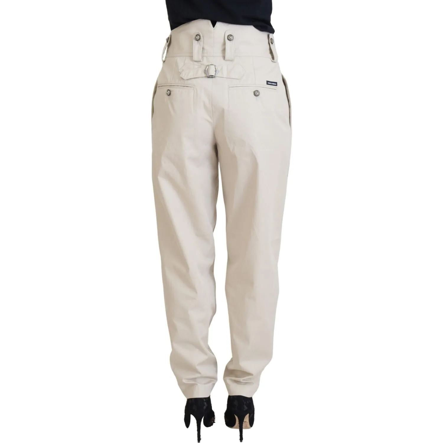 Dolce & Gabbana Chic Beige Cotton Trousers for Elegant Comfort