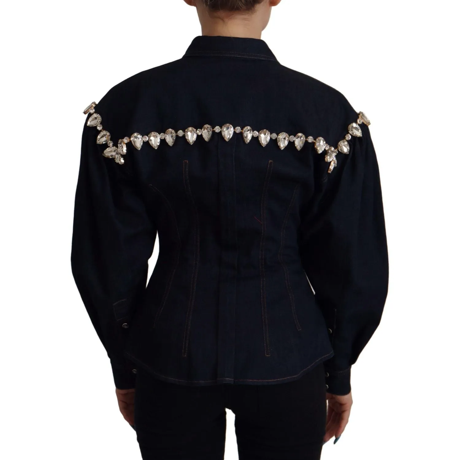 Dolce & Gabbana Elegant Crystal-Embellished Denim Jacket