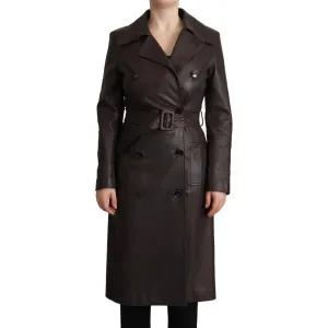 Dolce & Gabbana Elegant Double-Breasted Lambskin Leather Coat