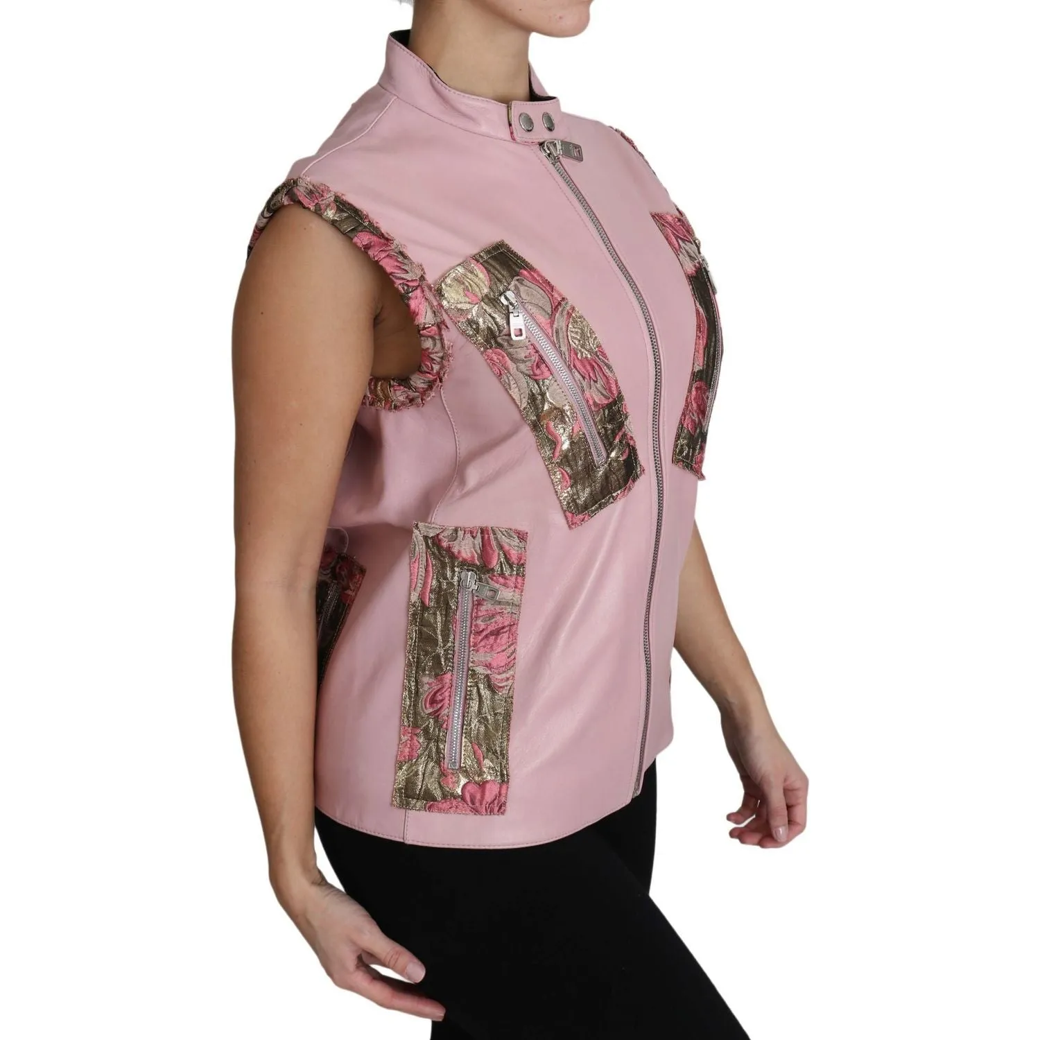 Dolce & Gabbana Stunning Pink Sleeveless Leather Vest