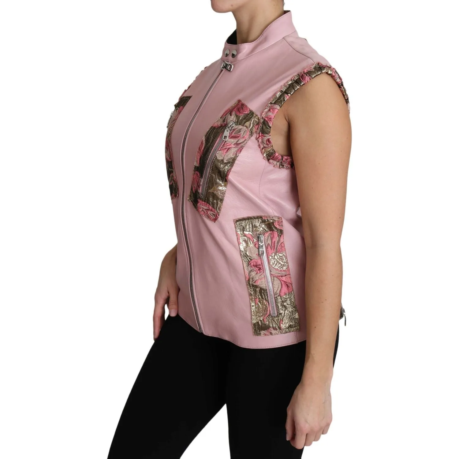 Dolce & Gabbana Stunning Pink Sleeveless Leather Vest