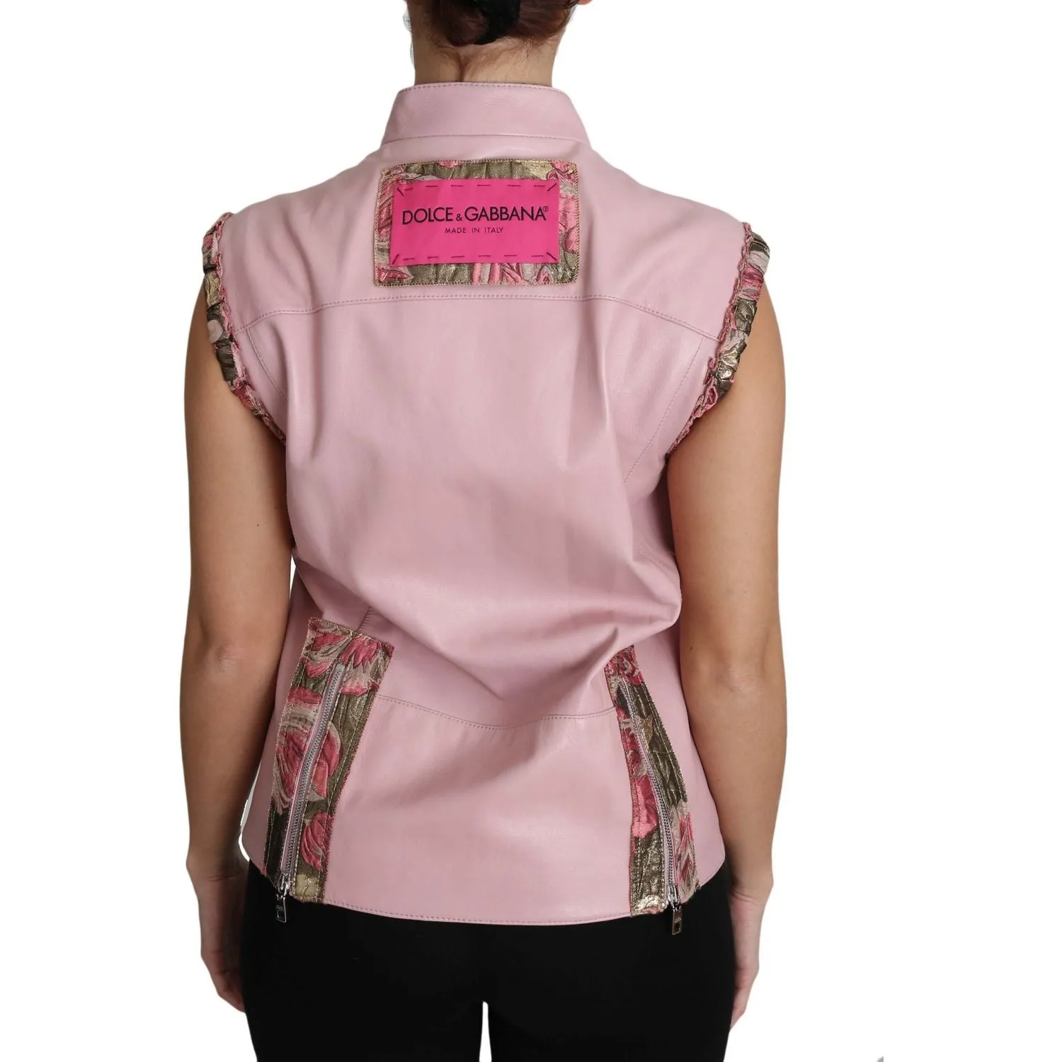 Dolce & Gabbana Stunning Pink Sleeveless Leather Vest