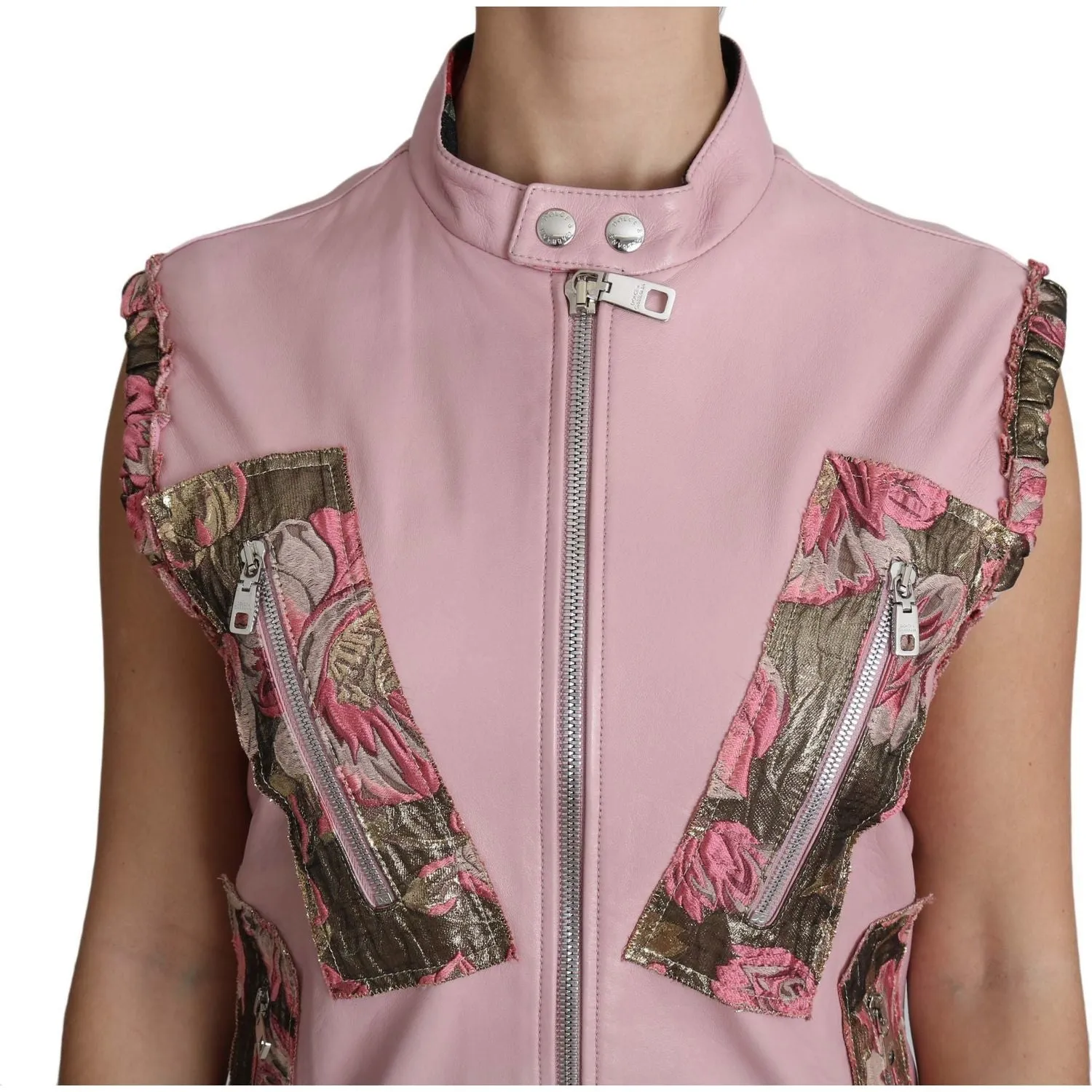 Dolce & Gabbana Stunning Pink Sleeveless Leather Vest